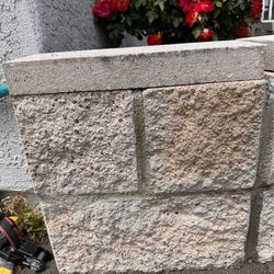 Grey split face blocks with caps / toppers