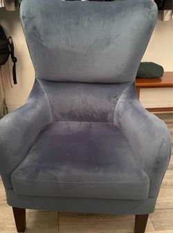 Blue Velvet High Back Lounge Chair