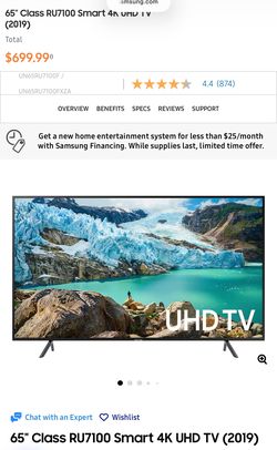 Samsung 65inch 4K UHD Smart TV With Samsung Soundbar And Woofer Surround System