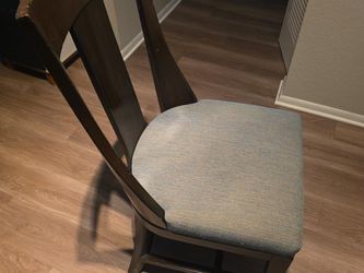 Set of 4 Dark Wood Dining Chair with Upholstered Seat