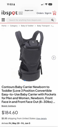 Contours Baby Carrier Newborn to Toddler |Love 3 Position Convertible Easy-to-Use Baby Carrier with Pockets for Men and Women