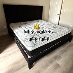 New King Bed Frame With Mattress 