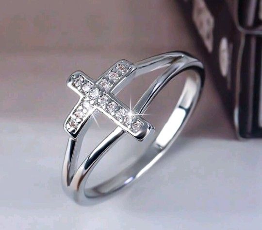 Cross Ring with Rhinestones