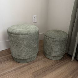 Ottoman w/ Storage Set - Sage green