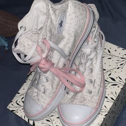Converse All Star White And Pink Lace 