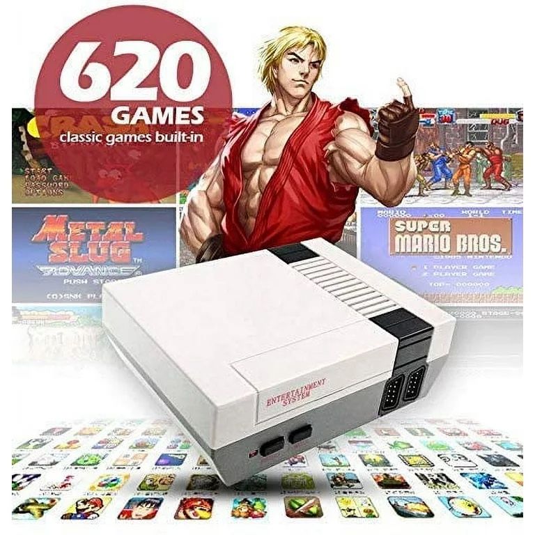 Classic Retro Game Console, Mini Retro Video Game System Built-in  620 Games, 8-Bit Video Game Console With 2 Controller, Old School Gaming System 