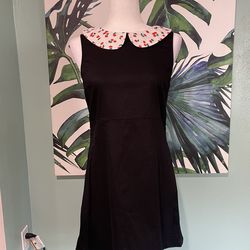 Smak Parlour Cherry Print Collar and Waist Tie & Black Rockabilly Mini Dress