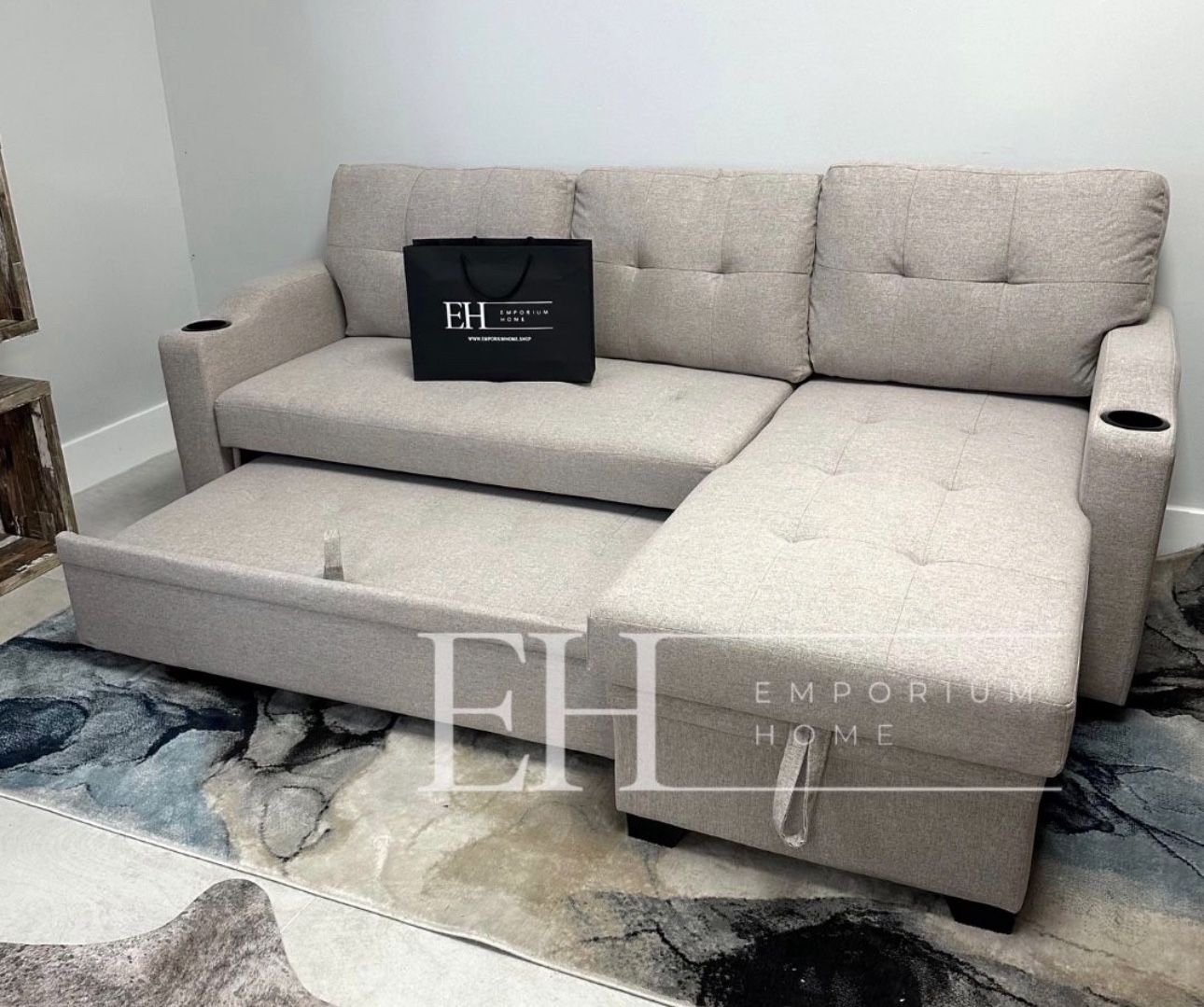 Light Grey Linen Sofa Sectional Sleeper
