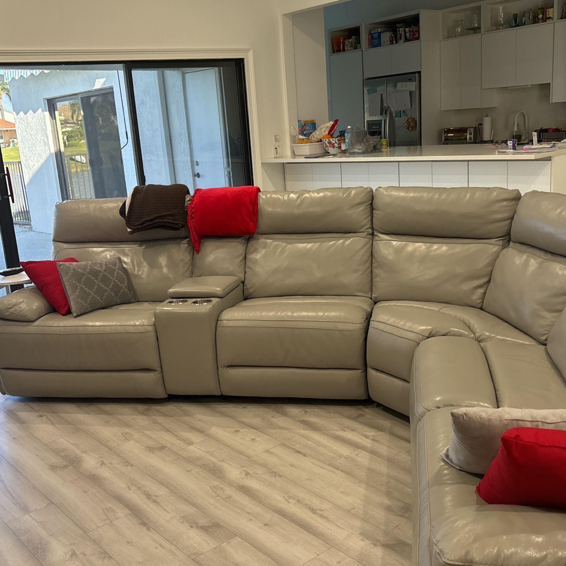 Grey Leather sectional Sofa
