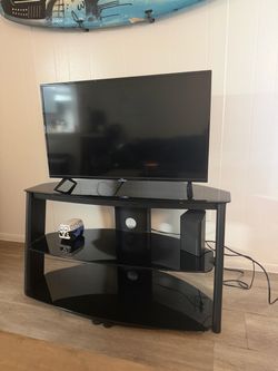Black Glass 3-Tier TV Stand