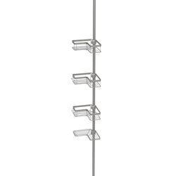 Better Homes & Gardens Adjustable Tension Shower Pole Caddy, 4 Shelves, Satin Nickel Nickel - 5 to 9 feet