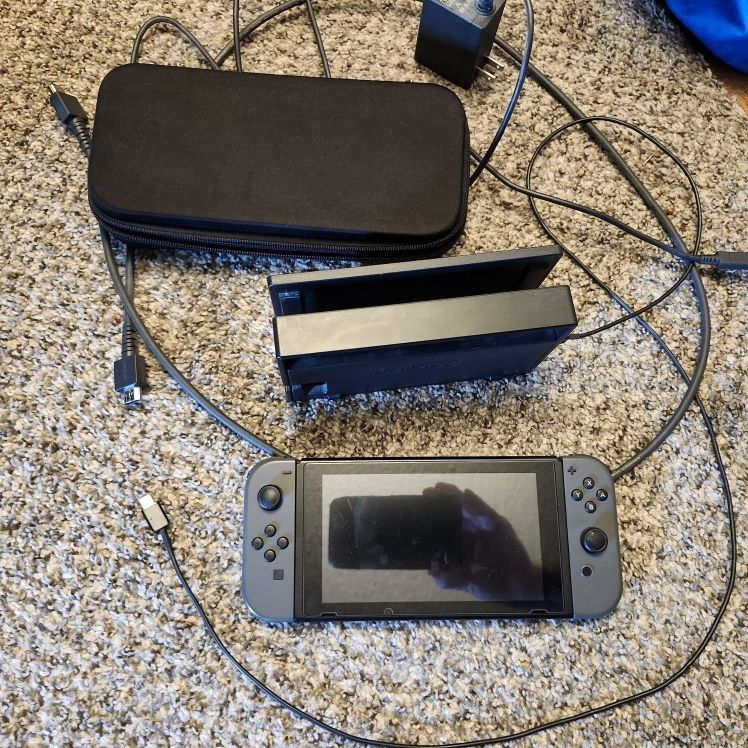 Nintendo Switch With Case And Glass Screen Protector
