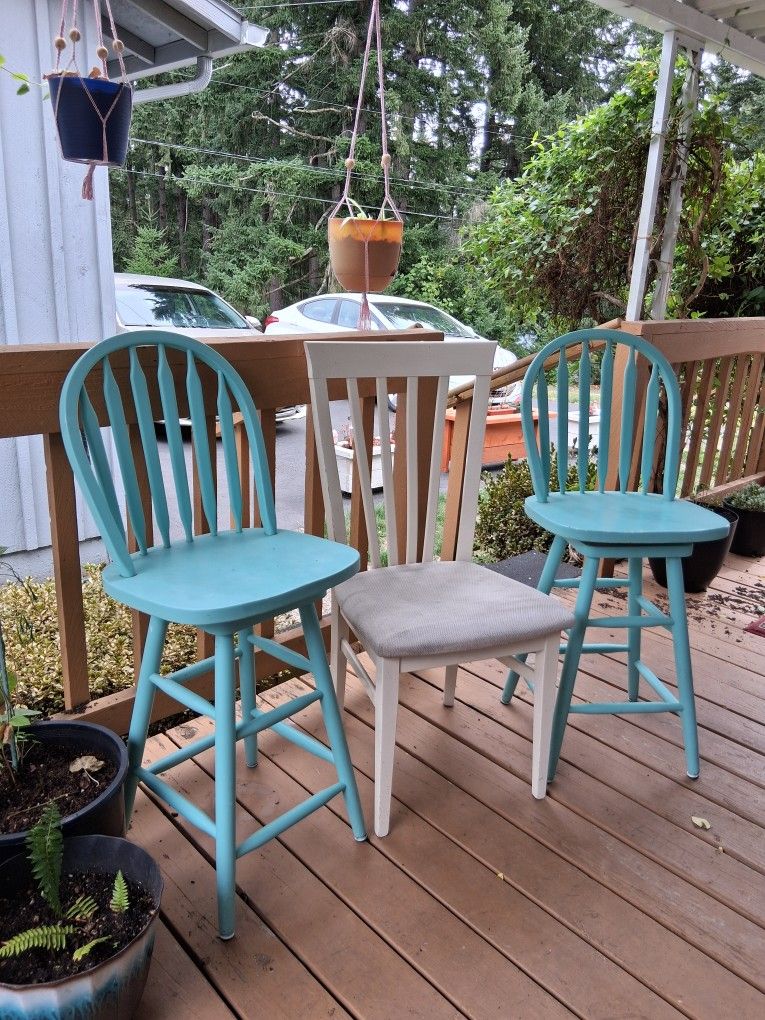 2 Swivel bar stool and 1 regular chair