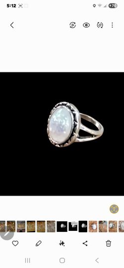 MOONSTONE BEZEL SET TEARDROP NEW  SIZE 8 QUALITY TITANIUM SILVER RING
