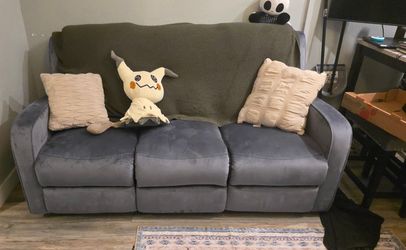 Love seats and couch. Blue velvet