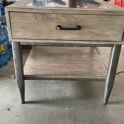 Wood And Metal End Table 24x24x24