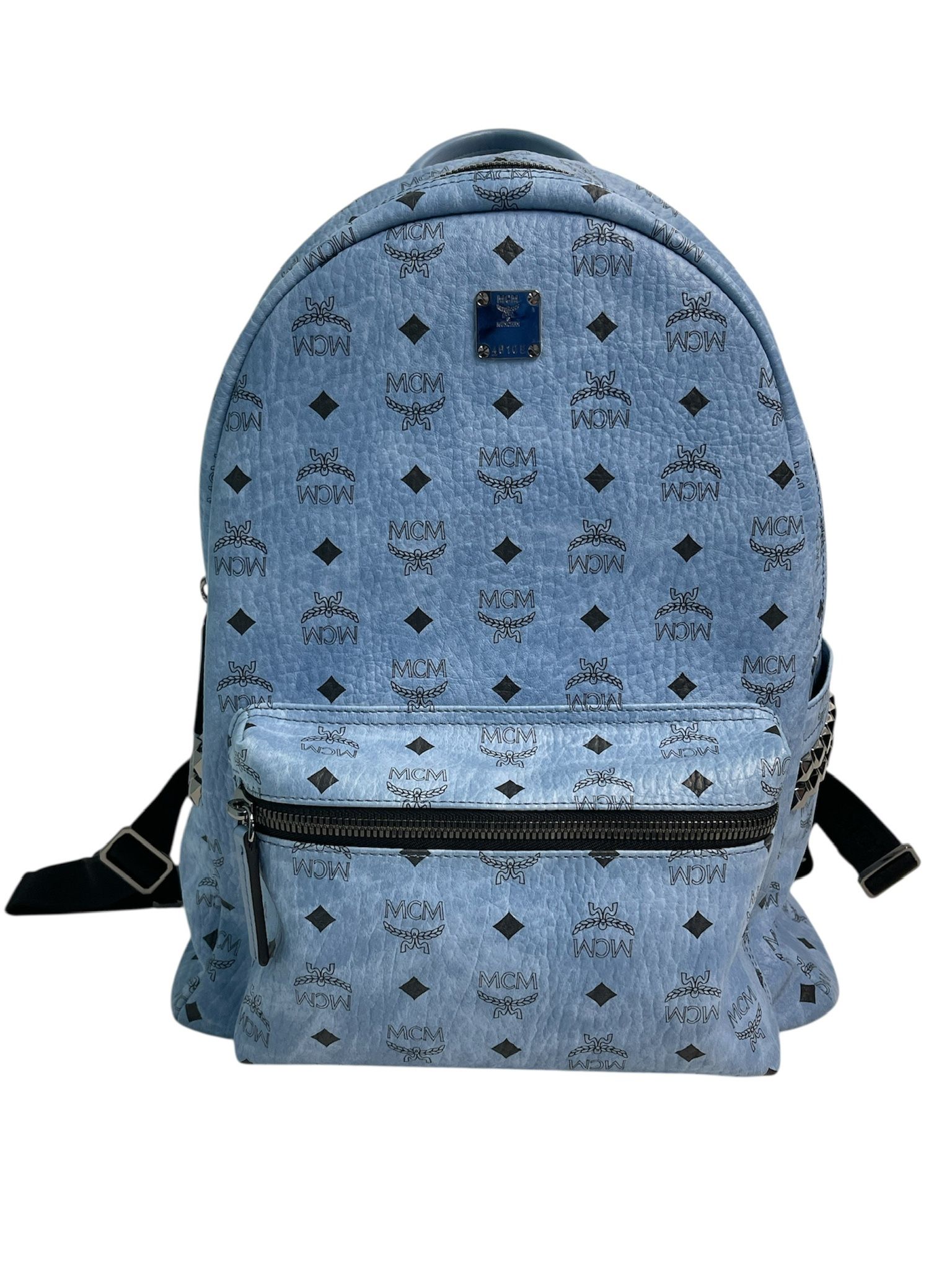 MCM Stark Pyramid Studs Blue Backpack