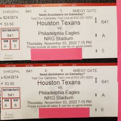 Houston Texans versus Philadelphia Eagles For Thurs. Night Football