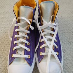 Converse High Tops (purple/yellow)