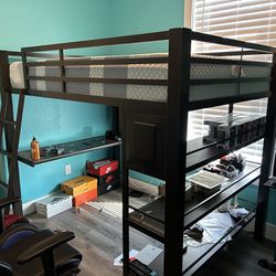 Full Size Bed With Desk And Shelves