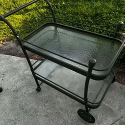 Cast Aluminum Two Tier Bar Server Cart