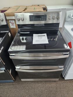 30 in. Burner Element Free-Standing Double Oven Electric Range in Stainless Steel with Convection and Air Fry