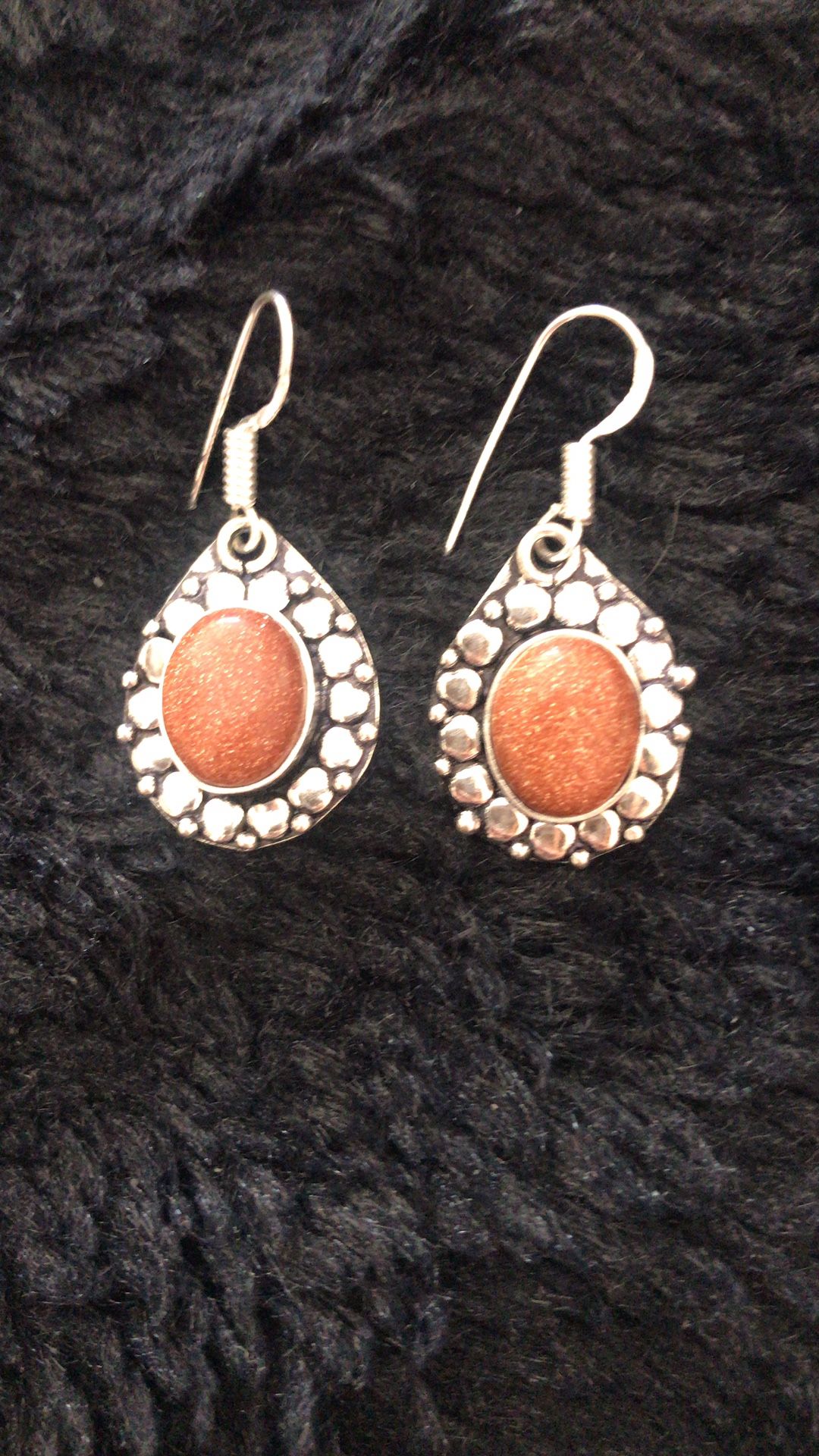 Genuine Goldstone earnings sterling silver 925 plated