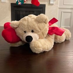 Bear-y Sweet Teddy with Red Heart and Bow Excellent Condition GANZ Plush Toy 14” 