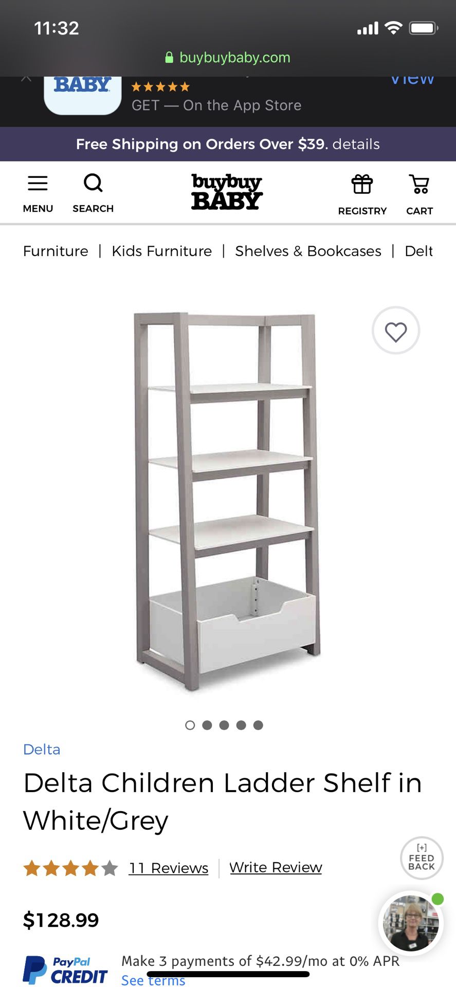 White & Grey Childrens ladder shelf