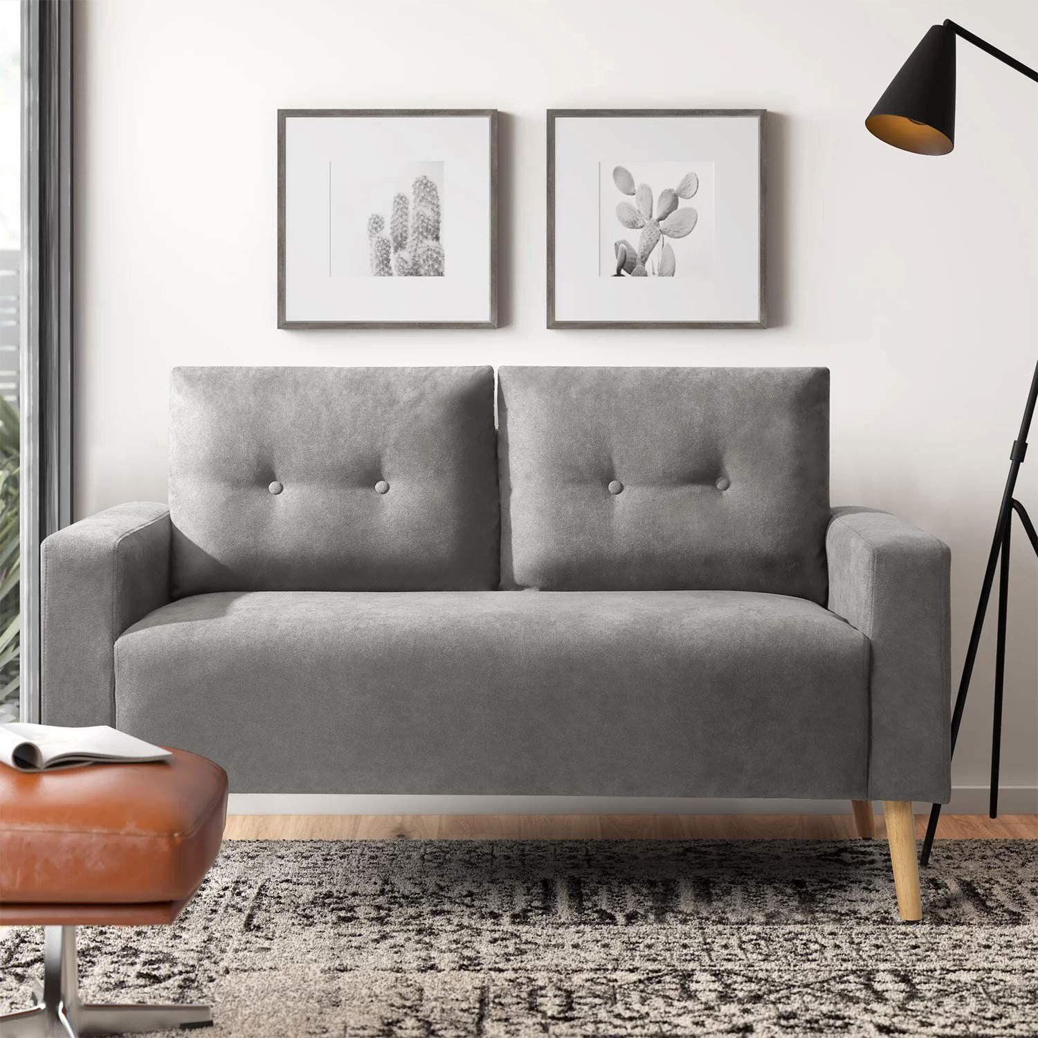 High Quality Modern Design Upholstered Loveseat, Gray