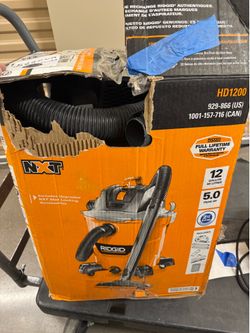 RIDGID 12 Gallon 5.0 Peak HP Wet/Dry Shop Vac — New/Open Box
