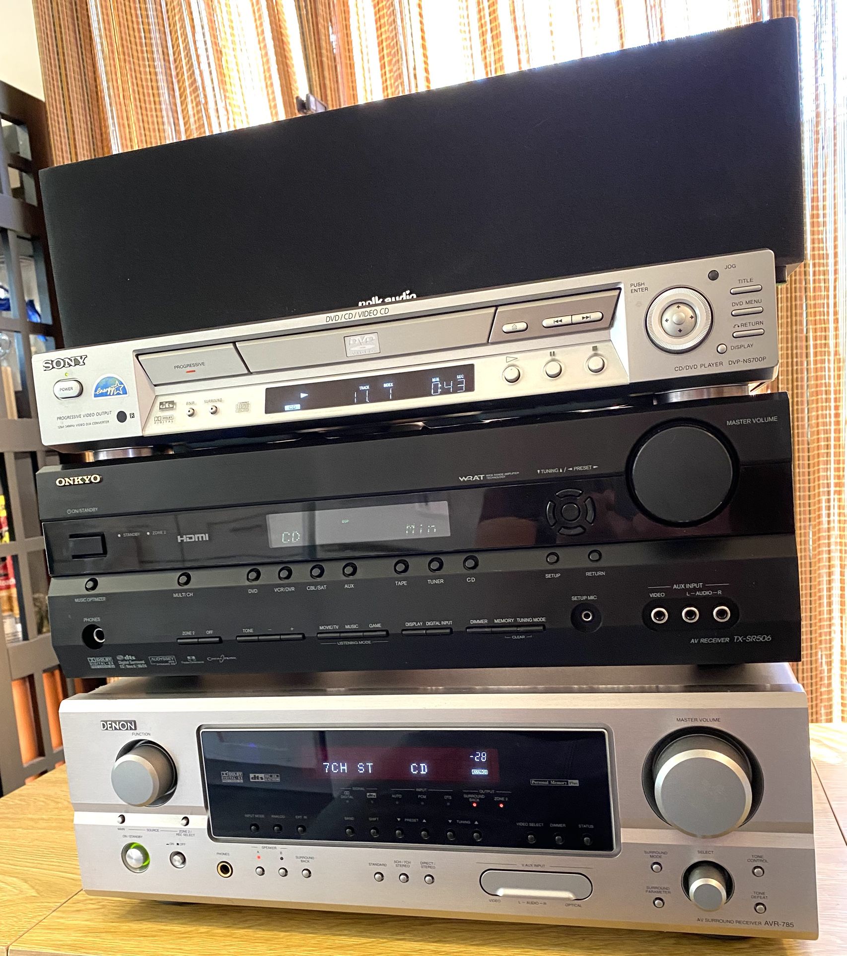 DENON AVR-785 STEREO/7.1 RECEIVER ~ ONKYO TX-SR506 STEREO/7.1 RECEIVER… $60 Each or… $100 for Both