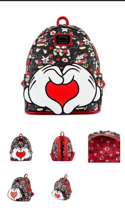 Loungefly Disney Mickey and Minnie Heart Hands Mini Backpack