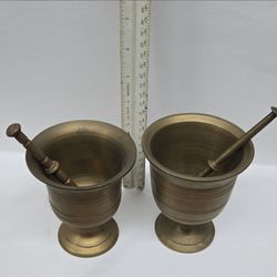 Brass Mortar and Pestle Set of 2