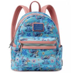 Disney parks Stitch Loungefly Mini Blue Backpack – Lilo & Stitch with Scrump