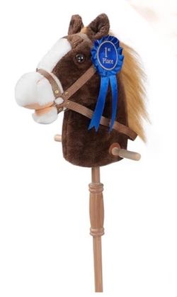 HollyHOME Plush Hobby Horse on Stick with Wood Wheels, Chocolate 36 Inches