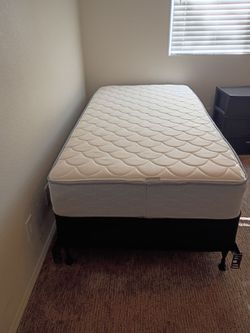 Serta twin mattress, box spring and frame