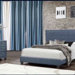 MODERN   Queen Size Blue  Four Piece Bedroom Set with FREE LOCAL DELIVERY. Mattress sold separately 