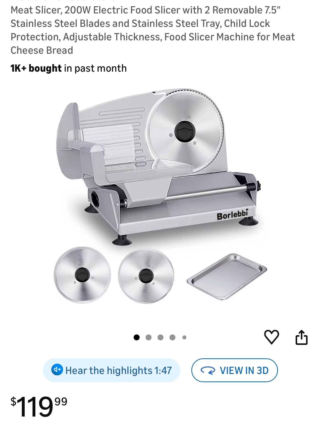 Meat Slicer, 200W Electric Food Slicer