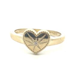 Woman’s Ladies 10k Yellow Gold CZ Cubic Zirconia Heart Ring Size 7 GP3129809