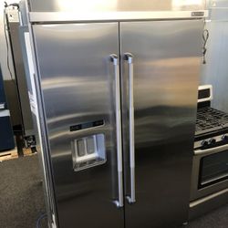 Jenn Air 48” Stainless Steel Built In Side By Side Refrigerator 