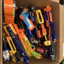 Nerf Guns Automatic And Pump Action. Plus Darts