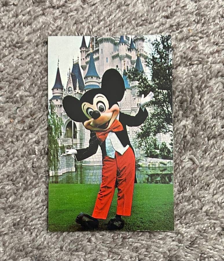 Vintage Walt Disney World Mickey Mouse Fantasyland Postcard Cinderella Castle Welcome To The Magic Kingdom