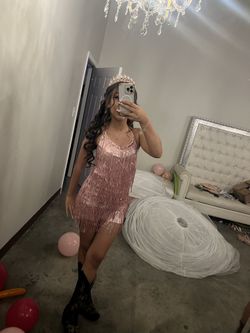 pink fringe romper sparkly glitter metallic jumpsuit