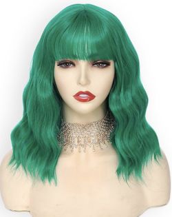  Green Wavy Bob Wig 