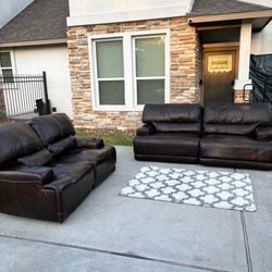 Brown Electric Recliners Couch Set Leather
