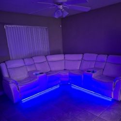 White Sectional With LED lights