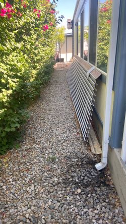 Free awning 20 feet in length and 43 in height free can use or recycle it's aluminum