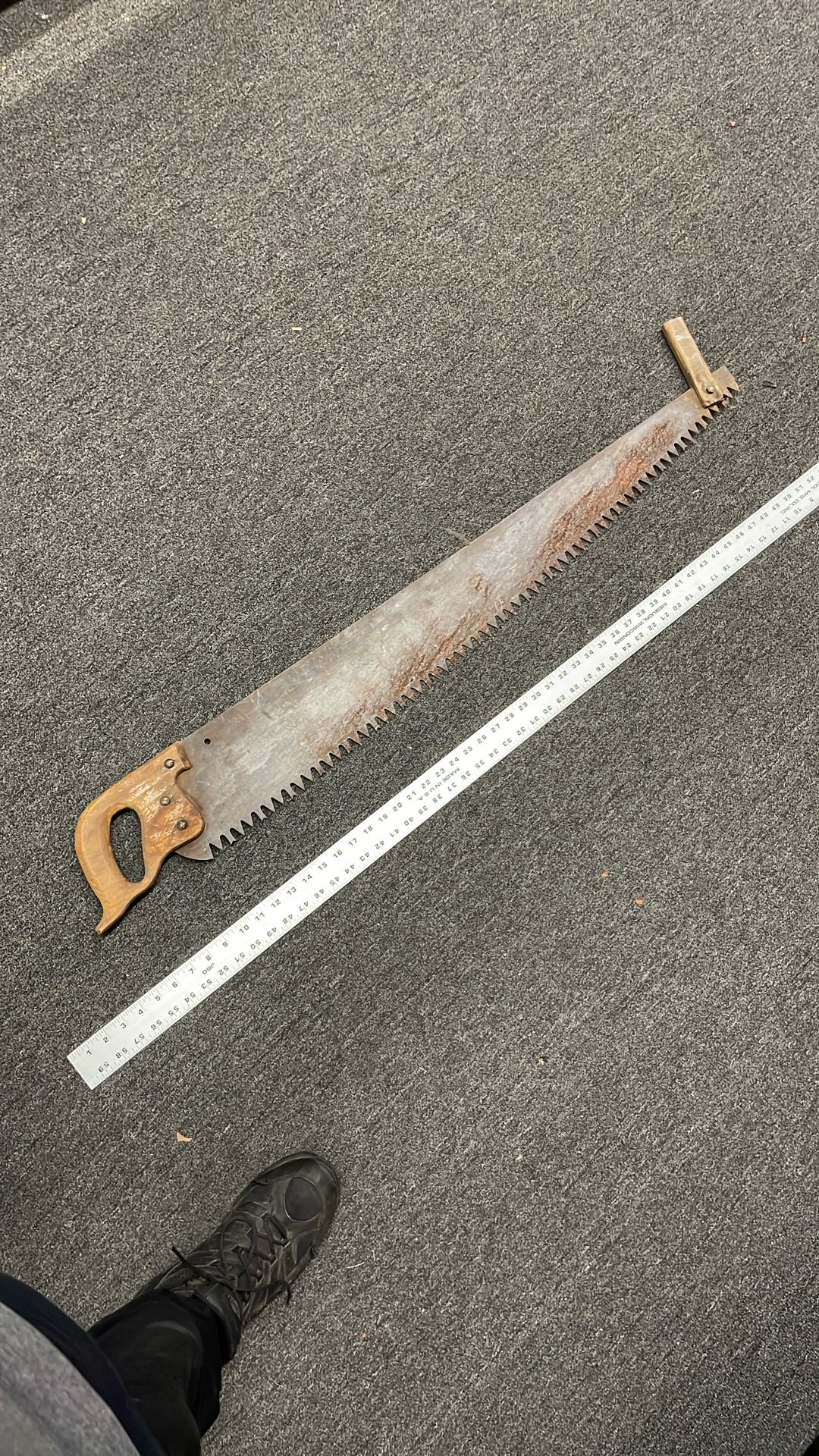 Vintage 2 Man Saw Wood Woodsman Lumberjack Paul Bunyan Barn USA