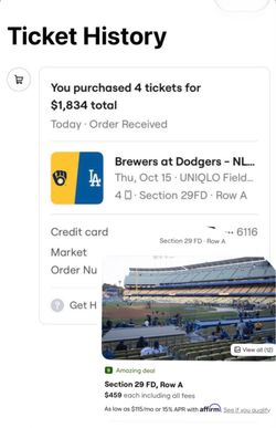4 Dodger tickets
